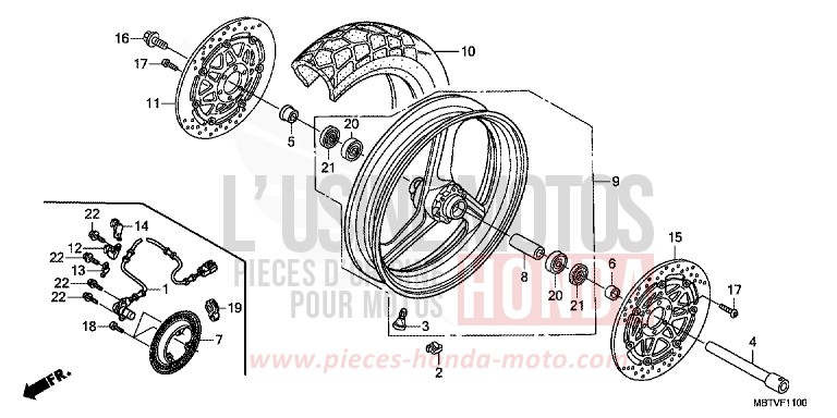 ROUE AVANT de Varadero ABS PEARL CONCOURS BLACK (NHA65) de 2011